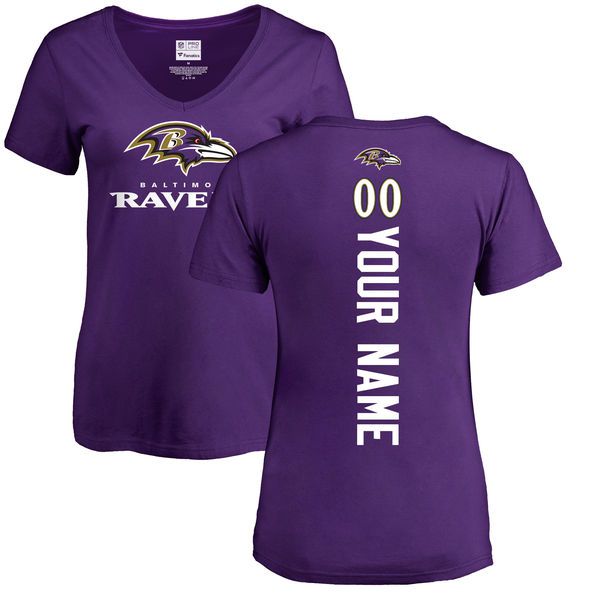 Women Baltimore Ravens NFL Pro Line Purple Custom Backer Slim Fit T-Shirt
